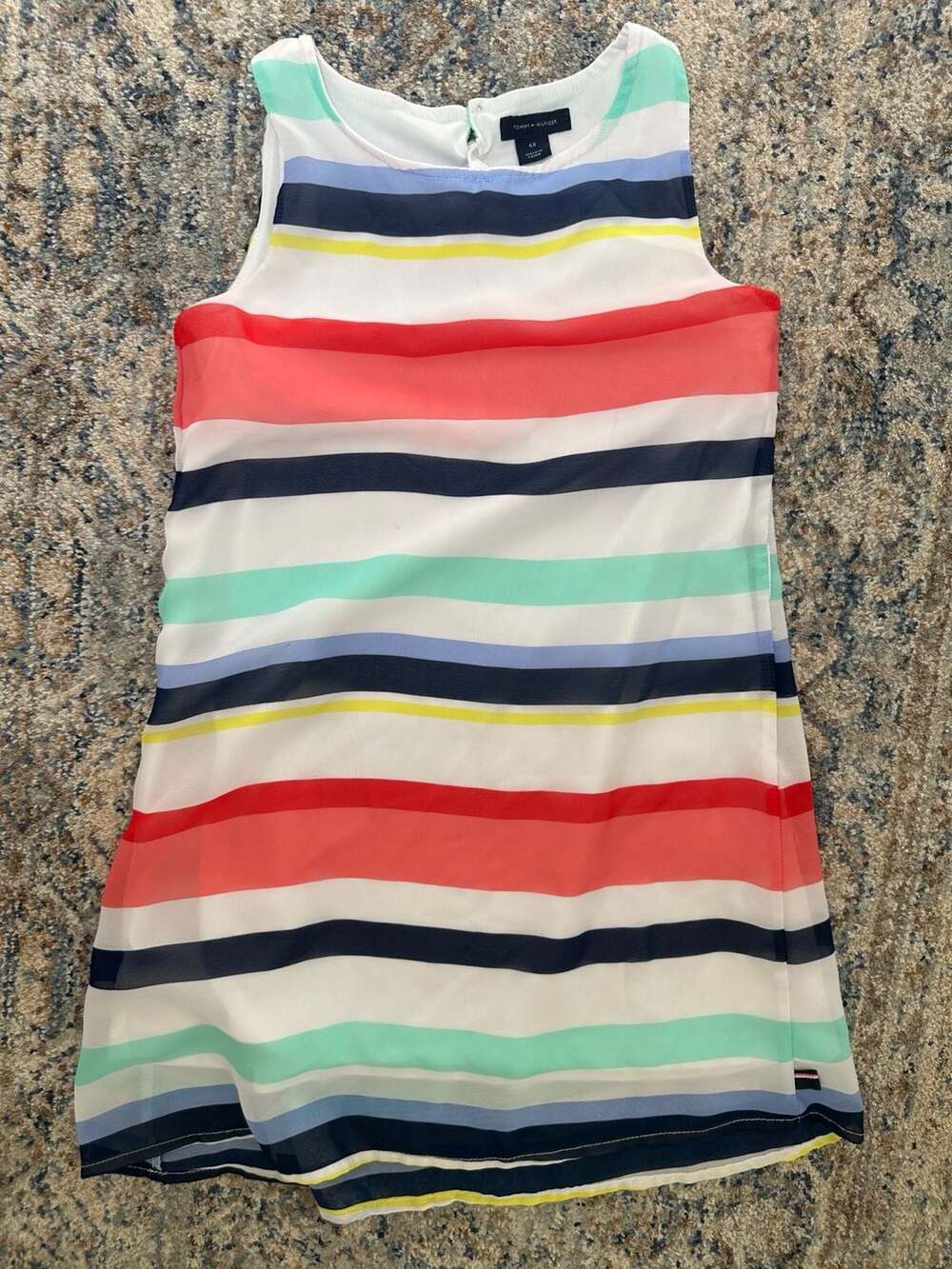 Tommy Hilfiger Girls Dress Size 6X Multicolor Stripe Summer Chiffon